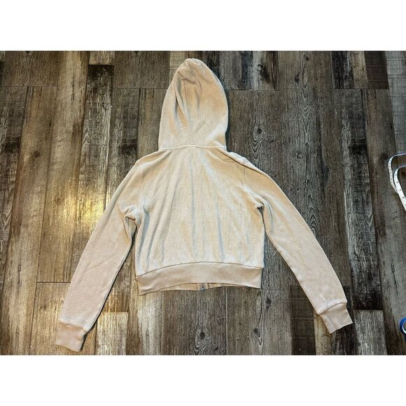 TNA Aritzia Waffle Knit Full Zip Hoodie in Tan Size Small - Picture 4 of 5